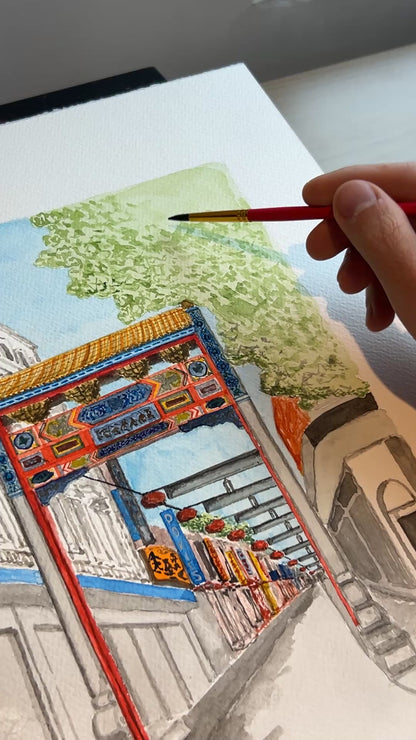6. CHINATOWN GATE WATERCOLOR | MELBOURNE, AUSTRALIA